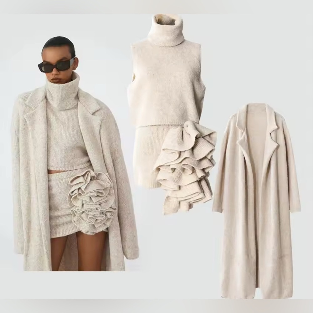 NEW $295 Tres Roe Three Piece Cream Sweater Set - Picture 2 of 10